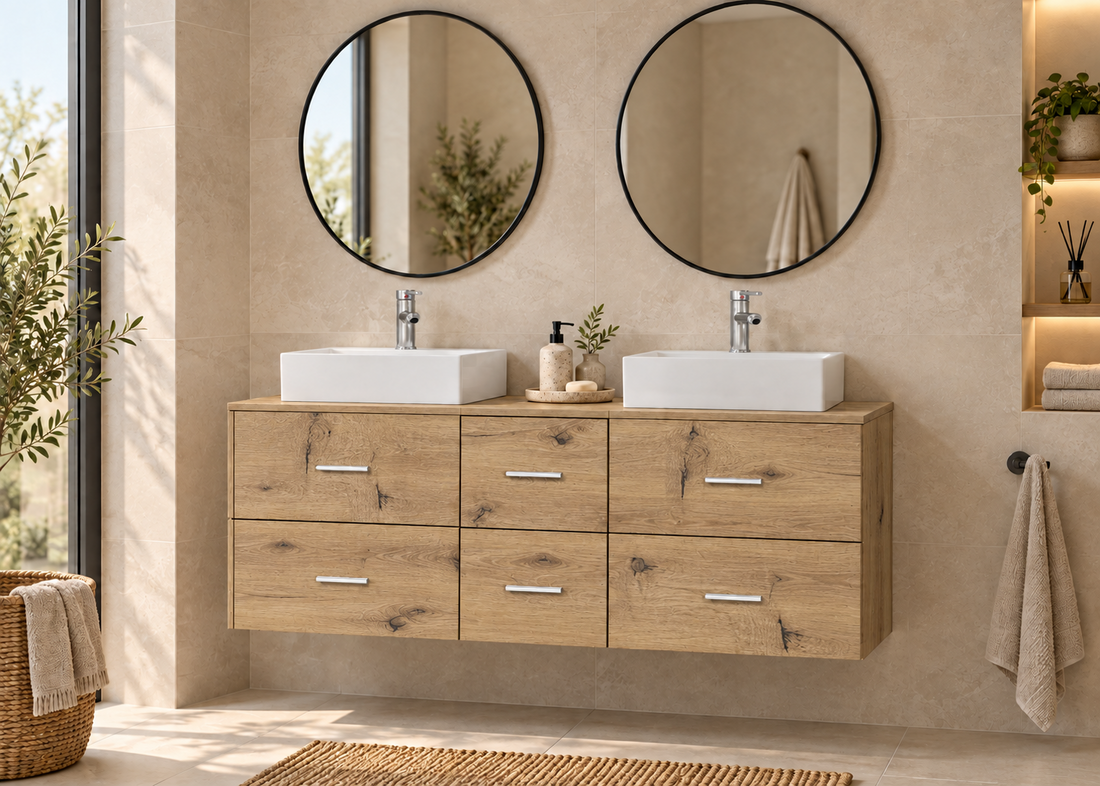 Meuble de salle de bain MILOS 121 avec 2 vasques LIBRA