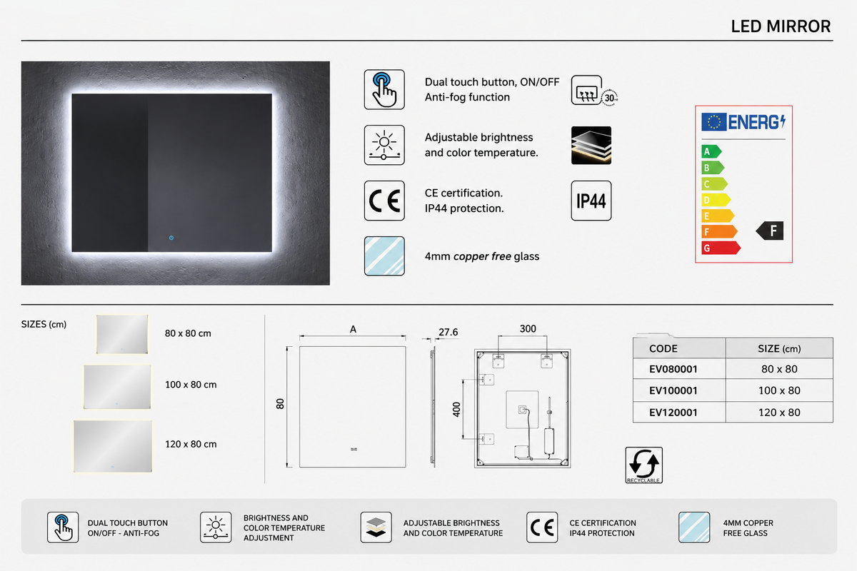 Badkamermeubelset VOLUM met wastafel + LED-spiegel + kolomkast van 140 cm + eengreepsmengkraan – steppenkleur – 80/100/120 cm