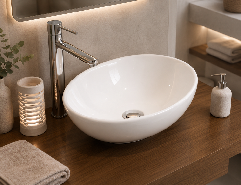 Vasque à poser OVAL en porcelaine
