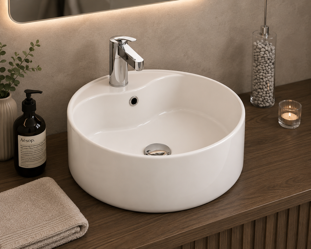 Lavabo à poser en porcelaine ROND MINI
