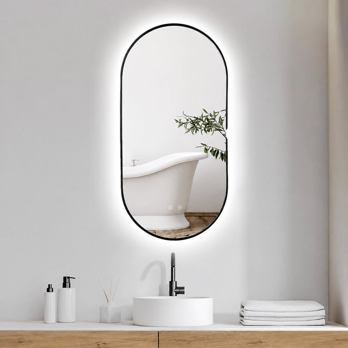 LED-spiegel Selene Gold & Black