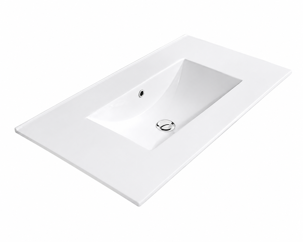 Lavabo en porcelaine sur meuble THIN