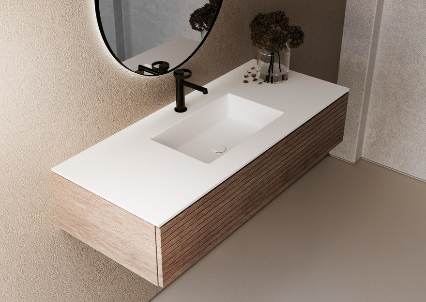 LEX Solid Surface wastafelblad met 1 onderbouwwasbak, rand van 12 mm